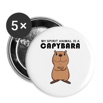 Capybara Capybara Gift - Buttons large 2.2''/56 mm (5-pack) - white - Front