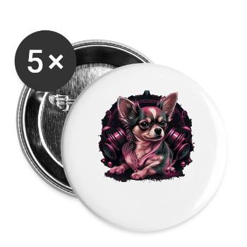 Pink Chihuahua | Fitness Girl Gym Sport Dumbbell - Buttons large 2.2''/56 mm (5-pack) - white - Front
