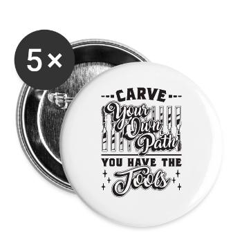 Carve Your Own Path Woodwork Carpentry Wood Carver - Buttons large 2.2''/56 mm (5-pack) - white - Front