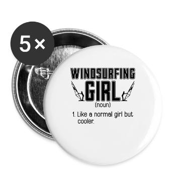 Nom de fille de planche à voile comme un kitesurf normal - Lot de 5 grands badges (56 mm) - blanc - Devant