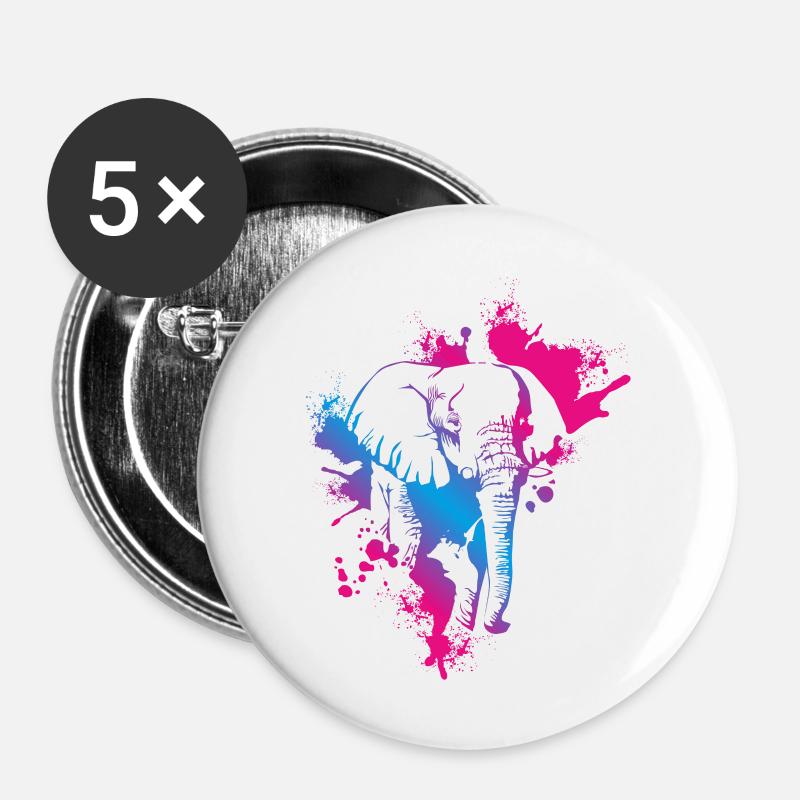 Elephant - Buttons large 2.2''/56 mm (5-pack) - white