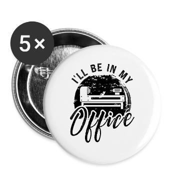 Je serai dans mon bureau Tourneur sur bois rétro - Lot de 5 grands badges (56 mm) - blanc - Devant