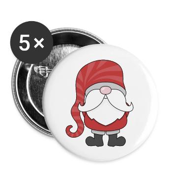 Gnome mignon ou gnome - Lot de 5 grands badges (56 mm) - blanc - Devant