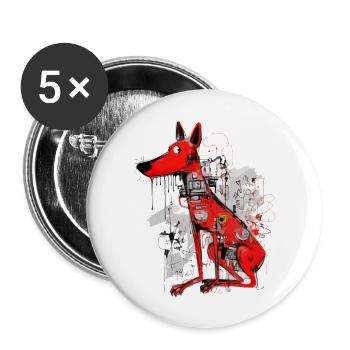 Loko the Red Dog - Buttons large 2.2''/56 mm (5-pack) - white - Front