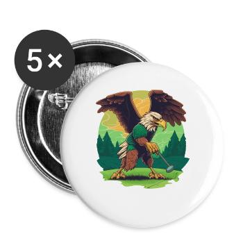 Aigle joueur de golf - Lot de 5 grands badges (56 mm) - blanc - Devant