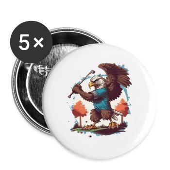 Eagle swings the golf club - Buttons large 2.2''/56 mm (5-pack) - white - Front