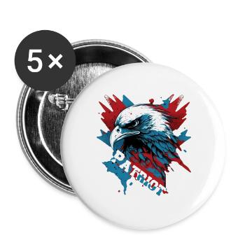 Patriotic eagle with lettering - Buttons large 2.2''/56 mm (5-pack) - white - Front