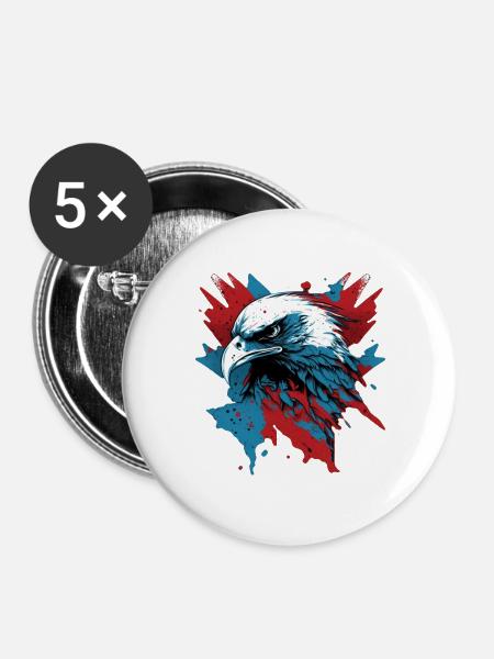 Patriotischer Adler - Buttons groß 56 mm (5er Pack) - Weiß