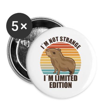 Motif animalier du zoo de Capybara - Lot de 5 grands badges (56 mm) - blanc - Devant