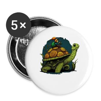 L’escargot peut être emporté par la tortue - Lot de 5 grands badges (56 mm) - blanc - Devant
