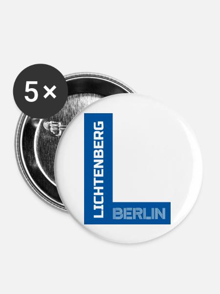 L Berlin Lichtenberg blau - Buttons groß 56 mm (5er Pack) - Weiß