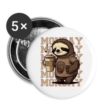 Tired sloth with huge coffee mug on Monday - Buttons large 2.2''/56 mm (5-pack) - white - Front