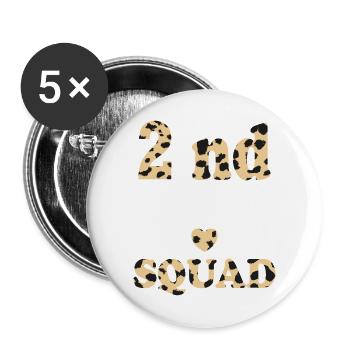 Cadeaux d’enseignant Leopard 2nd Grade - Lot de 5 grands badges (56 mm) - blanc - Devant