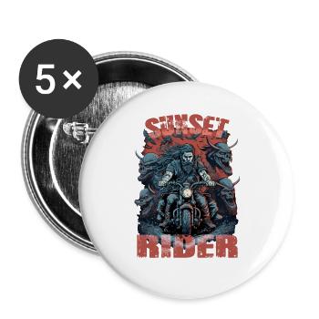 Sunset rider motorcyclist - Buttons large 2.2''/56 mm (5-pack) - white - Front