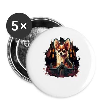 Chihuahua Costume d'Halloween - Citrouille - Lot de 5 grands badges (56 mm) - blanc - Devant