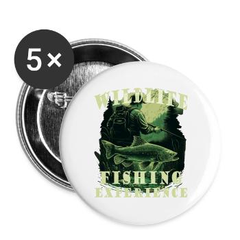 Pêcheurs à la chasse avec lettrage - Lot de 5 grands badges (56 mm) - blanc - Devant
