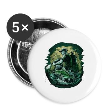 Fishermen fishing - Buttons large 2.2''/56 mm (5-pack) - white - Front