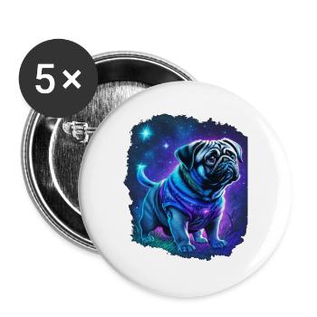 Chien carlin mystique - Lot de 5 grands badges (56 mm) - blanc - Devant