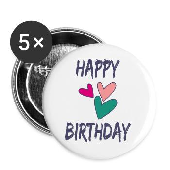 ALLES GUTE ZUM GEBURTSTAG. ALLES GUTE ZUM GEBURTSTAG. JAHRESTAG. - Buttons groß 56 mm (5er Pack) - Weiß - Vorne