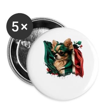 Chihuahua - Italien Flagge Italienisch Lustig Hund - Buttons groß 56 mm (5er Pack) - Weiß - Vorne