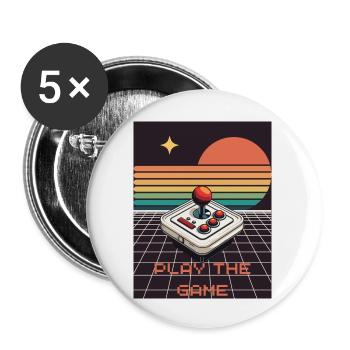 Gaming Retro Design - Play the Game - Buttons large 2.2''/56 mm (5-pack) - white - Front
