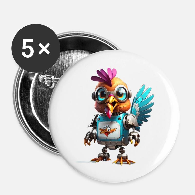 Robo chicken - Buttons large 2.2''/56 mm (5-pack) - white