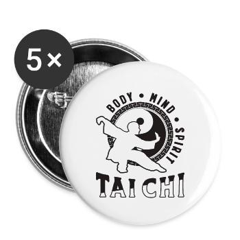 Body Mind Spirit Tai Chi Meditation Tai Chi Lover - Buttons large 2.2''/56 mm (5-pack) - white - Front