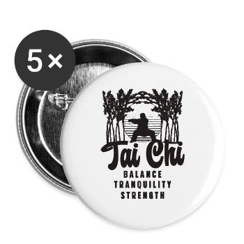 Tai Chi Balance Tranquility Strength Taijiquan - Buttons large 2.2''/56 mm (5-pack) - white - Front
