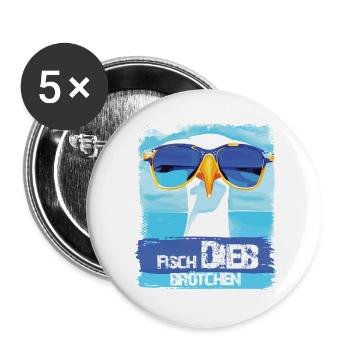 Möwe Fischbrötchendieb - blue white Collection - Buttons groß 56 mm (5er Pack) - Weiß - Vorne