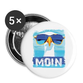 Moin Möwe - blue white Möwen Collection - Buttons groß 56 mm (5er Pack) - Weiß - Vorne