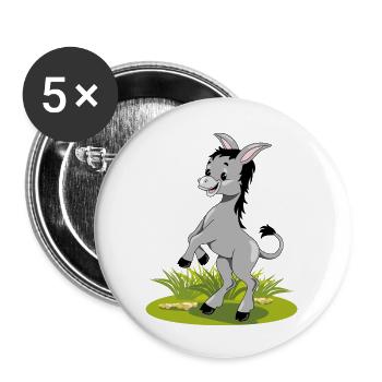 Happy dancing donkey on the lawn - Buttons large 2.2''/56 mm (5-pack) - white - Front