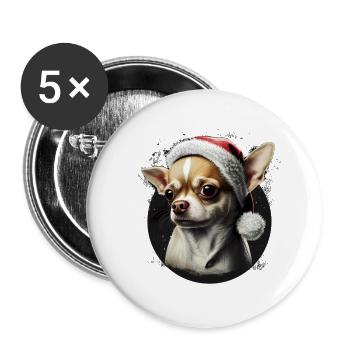 Chihuahua | Merry Christmas | X-Mas Tree | Cute - Buttons large 2.2''/56 mm (5-pack) - white - Front