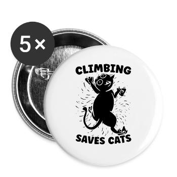 Climbing Saves Cats Bouldering Lover Rock Climber - Buttons groß 56 mm (5er Pack) - Weiß - Vorne
