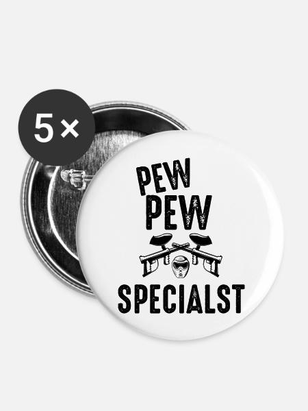 Paintball Airsoft - Buttons groß 56 mm (5er Pack) - Weiß