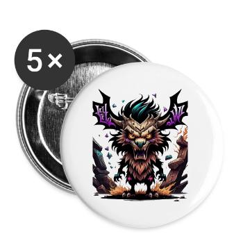 Graffiti Monster - Buttons groß 56 mm (5er Pack) - Weiß - Vorne