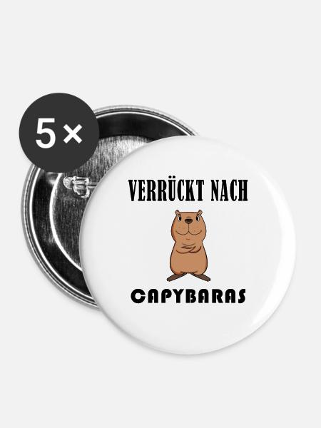 Capybara Wasserschwein Capybaras - Buttons groß 56 mm (5er Pack) - Weiß