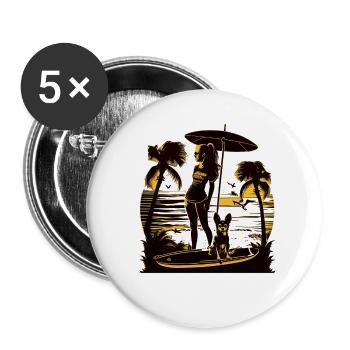 Chihuahua | SUP Stand Up Paddling Surf Fille Eau - Lot de 5 grands badges (56 mm) - blanc - Devant