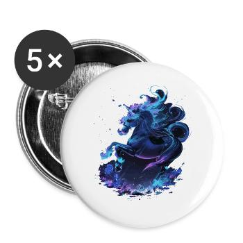 Mystisches Einhorn Mitternacht - Buttons groß 56 mm (5er Pack) - Weiß - Vorne