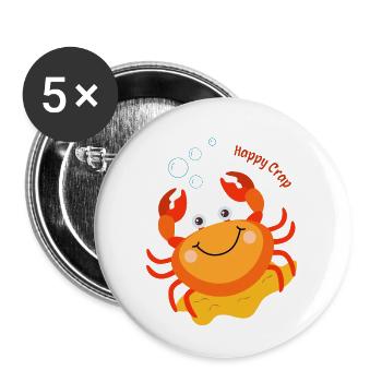 Crabe heureux - Lot de 5 grands badges (56 mm) - blanc - Devant