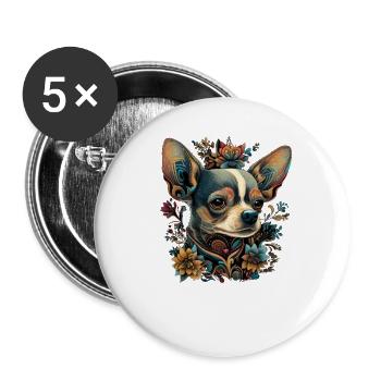 Chihuahua | Colorful Art Dog Puppy - Buttons large 2.2''/56 mm (5-pack) - white - Front