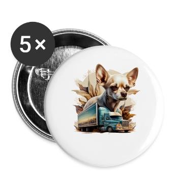 Chihuahua | Trucker LKW-Fahrer Vater Männer Auto - Buttons groß 56 mm (5er Pack) - Weiß - Vorne