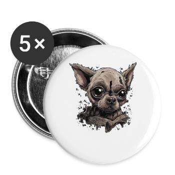 Chihuahua | Zombie Dog Undead Scary Halloween - Buttons large 2.2''/56 mm (5-pack) - white - Front