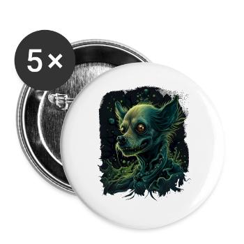 Chihuahua | Zombie Dog Undead Scary Halloween - Buttons large 2.2''/56 mm (5-pack) - white - Front