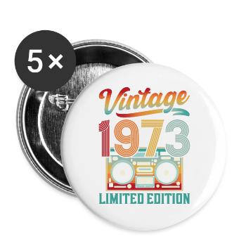 Vintage 70s Design with Retro Sound System - Buttons large 2.2''/56 mm (5-pack) - white - Front