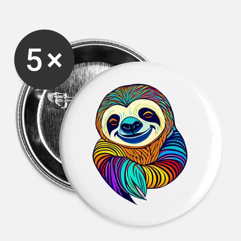 Sloth - Buttons large 2.2''/56 mm (5-pack) - white