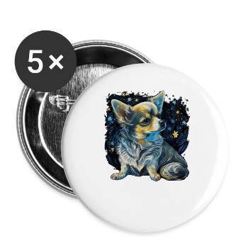 Chihuahua | Van Gogh Kunst Sterrennacht Mooi - Buttons groot 56 mm (5-pack) - wit - Voor
