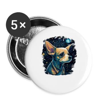 Chihuahua | Van Gogh Kunst Sterrennacht Mooi - Buttons groot 56 mm (5-pack) - wit - Voor