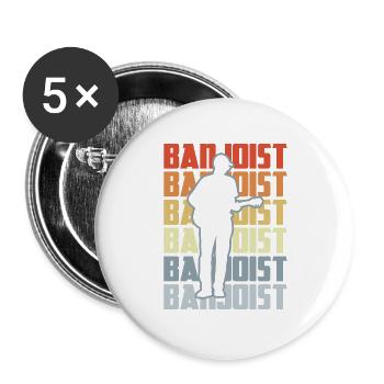 Vintage Banjo Players - Buttons large 2.2''/56 mm (5-pack) - white - Front