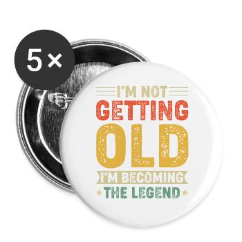 Legendäres Jubiläum im Retro-Stil - Buttons groß 56 mm (5er Pack) - Weiß - Vorne