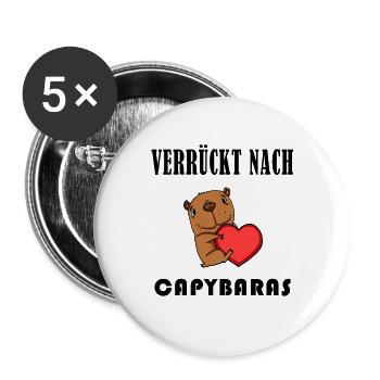 Capybara Wasserschwein Capybaras - Buttons groß 56 mm (5er Pack) - Weiß - Vorne